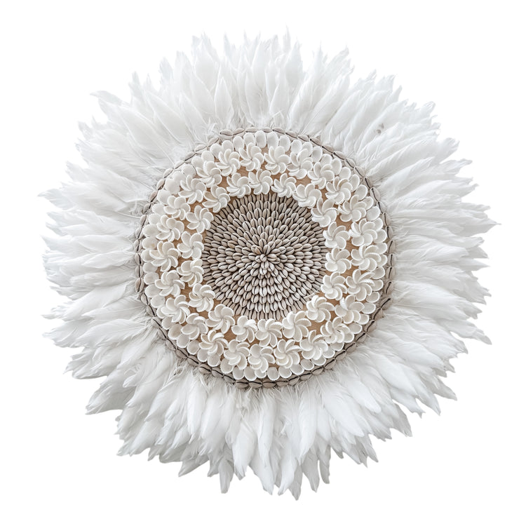 White Shell & Feather Juju Wall Hanging