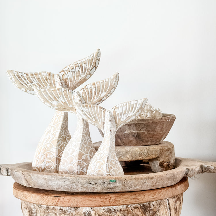 Coastal Mermaid Tail Decor Set – Natural Wash