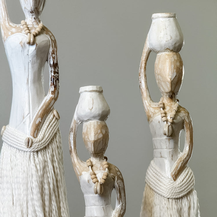 Coastal Island Tribal Lady Statue – White