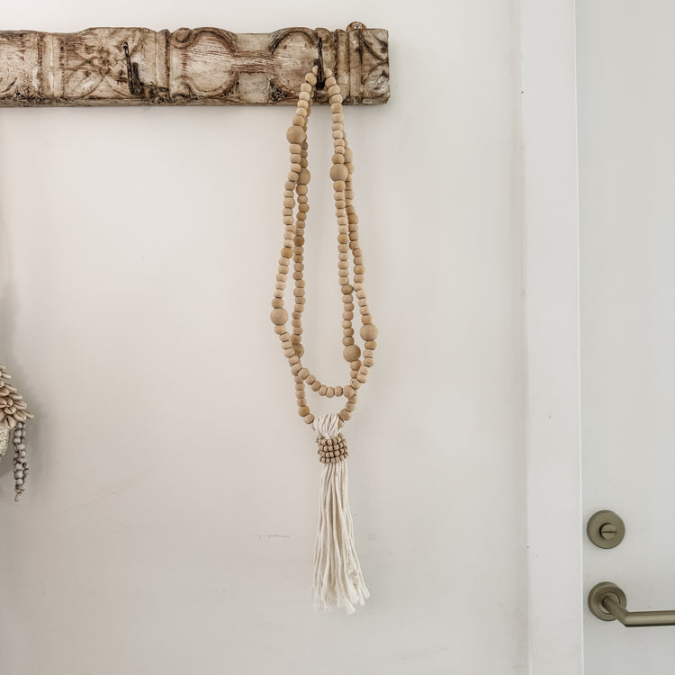 Natural Beaded Tassel Garland | 100cm