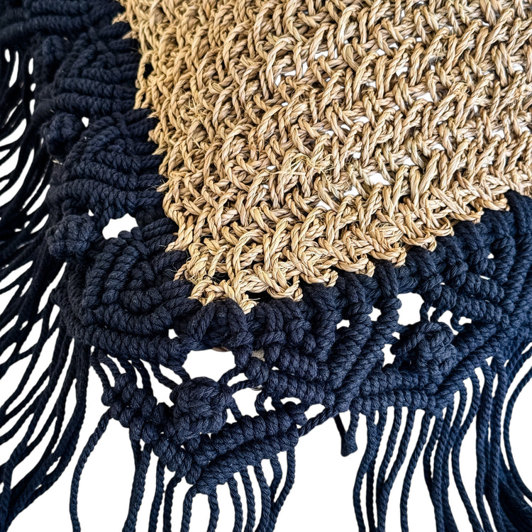 Summer Breeze Cushion Cover | 50x50cm | Seagrass with Black Fringe