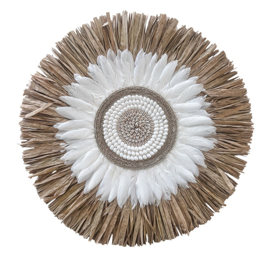 Natural & White Feather Juju Wall Hanging