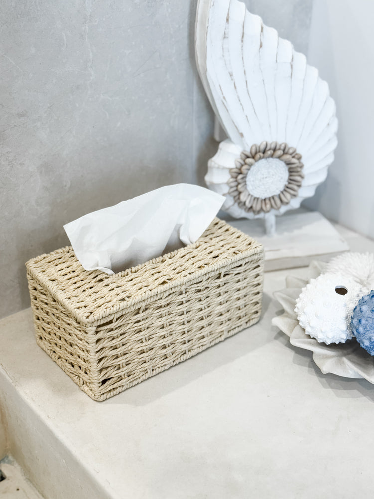 Natural Woven Rectangular Tissue Box Cover Preorder