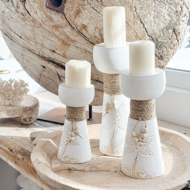 Sundara Carved Candle Holders – Set of 3