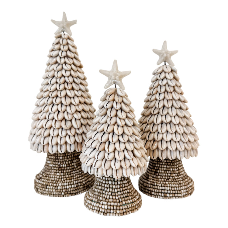 Cowrie Shell Christmas Trees – Coastal Handmade Décor (Three Sizes)