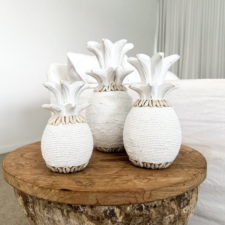 Coastal Beaded Pineapple – White