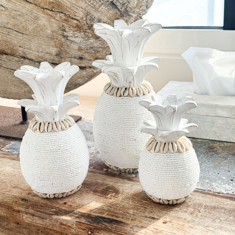 Coastal Beaded Pineapple – White