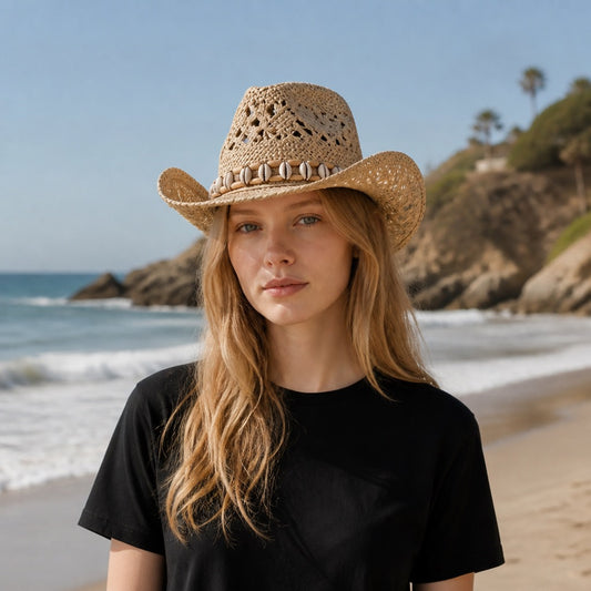 Isla Shell Raffia Cowboy Hat
