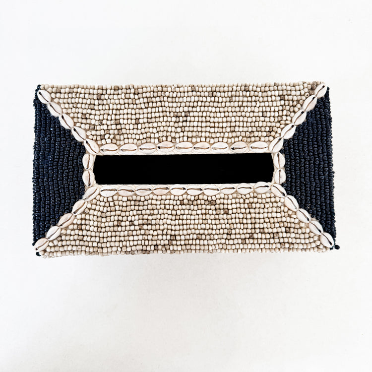 Maya Beaded & Cowrie Tissue Box Cover