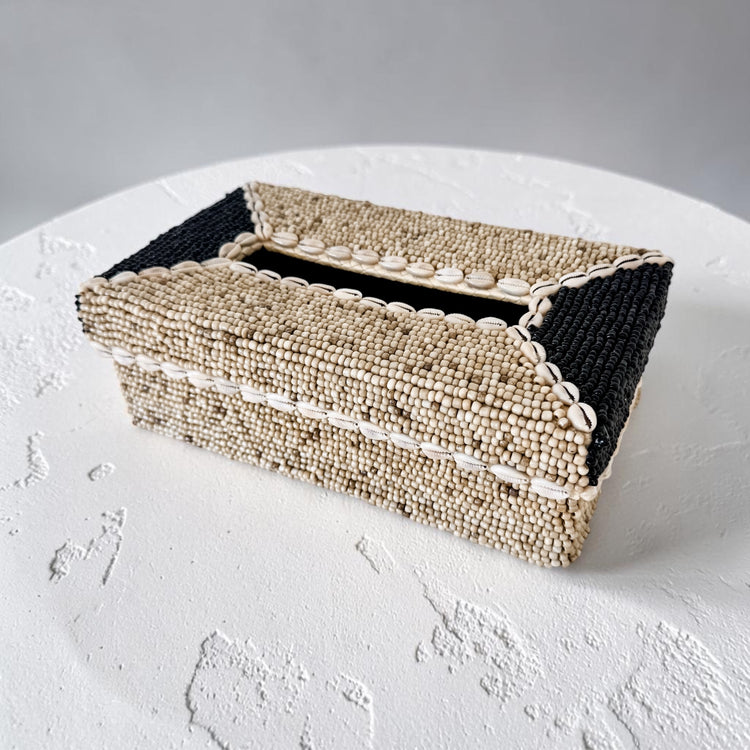 Maya Beaded & Cowrie Tissue Box Cover