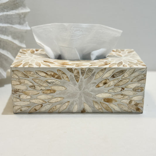 Shell Mosaic Tissue Box Cover | Floral