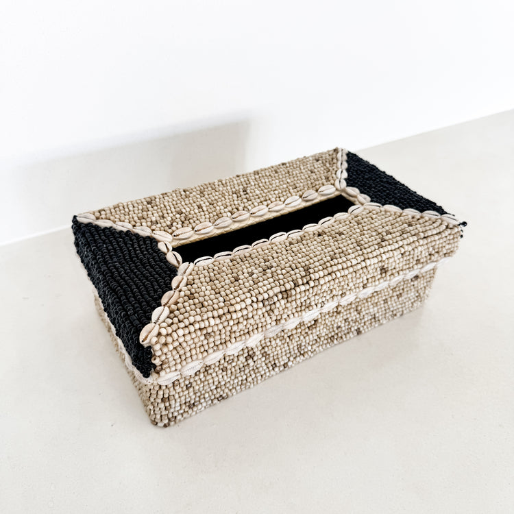 Maya Beaded & Cowrie Tissue Box Cover