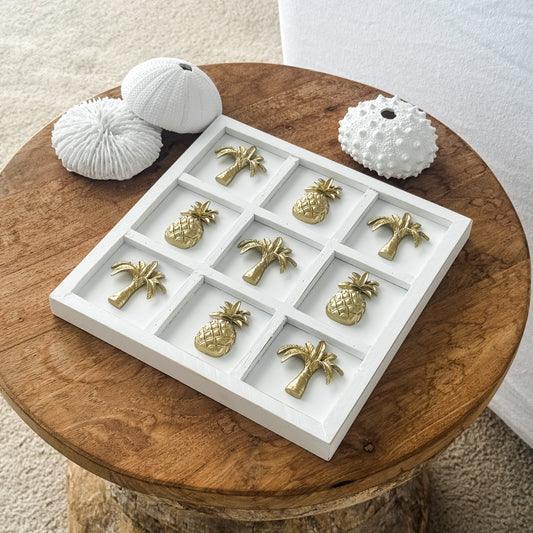 Tropical Gold Palm & Pineapple Tic Tac Toe Game