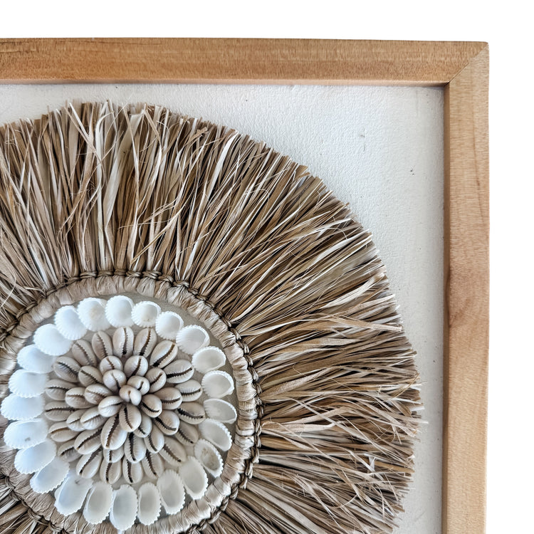 Raffia & Shell Sunburst Wall Art