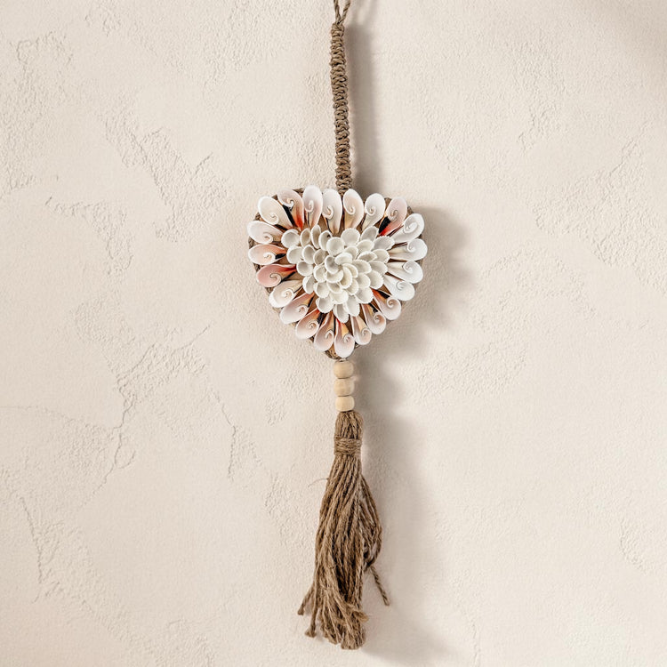 Shell Heart Tassel Hanging – Blush