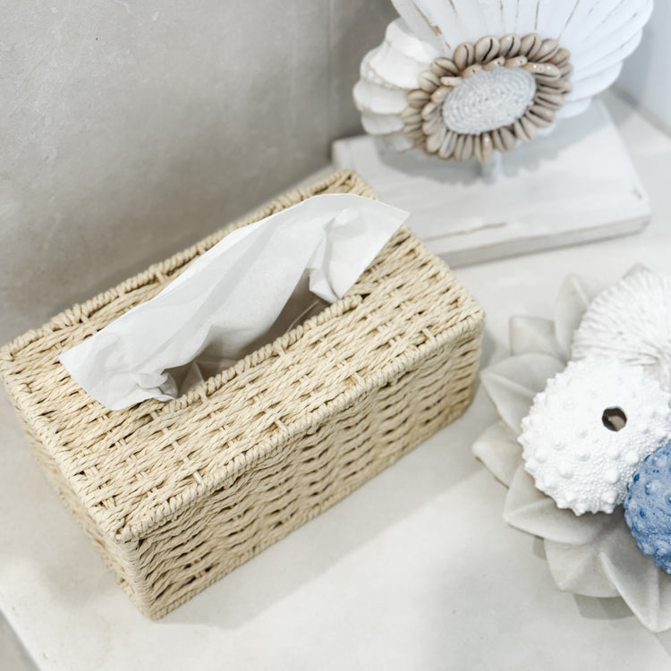Natural Woven Rectangular Tissue Box Cover Preorder
