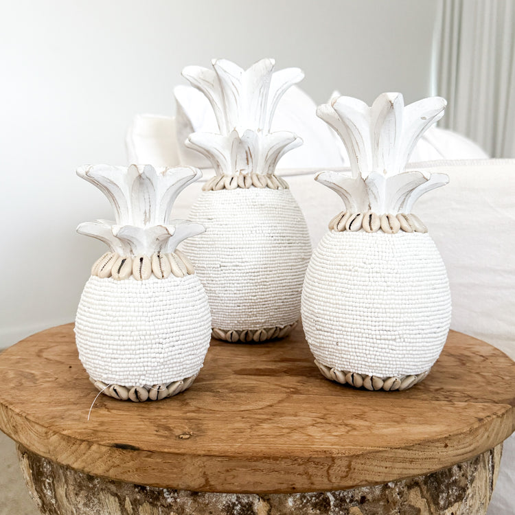 Coastal Beaded Pineapple – White
