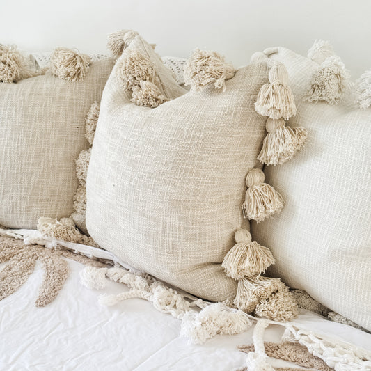 Maklak Tassel Cushion Cover – Natural | 45x45cm