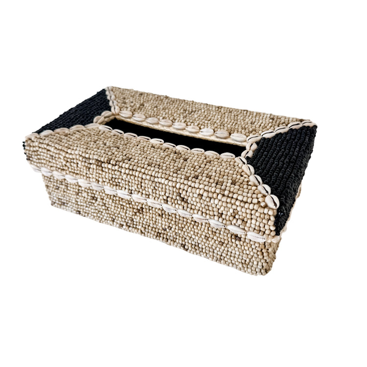 Maya Beaded & Cowrie Tissue Box Cover