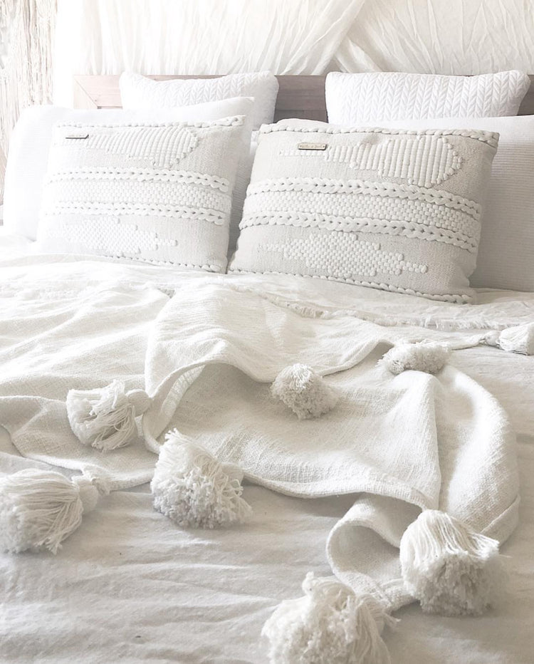 Maklak Tassel Throw | White | Willow & Beech Essentials Collection