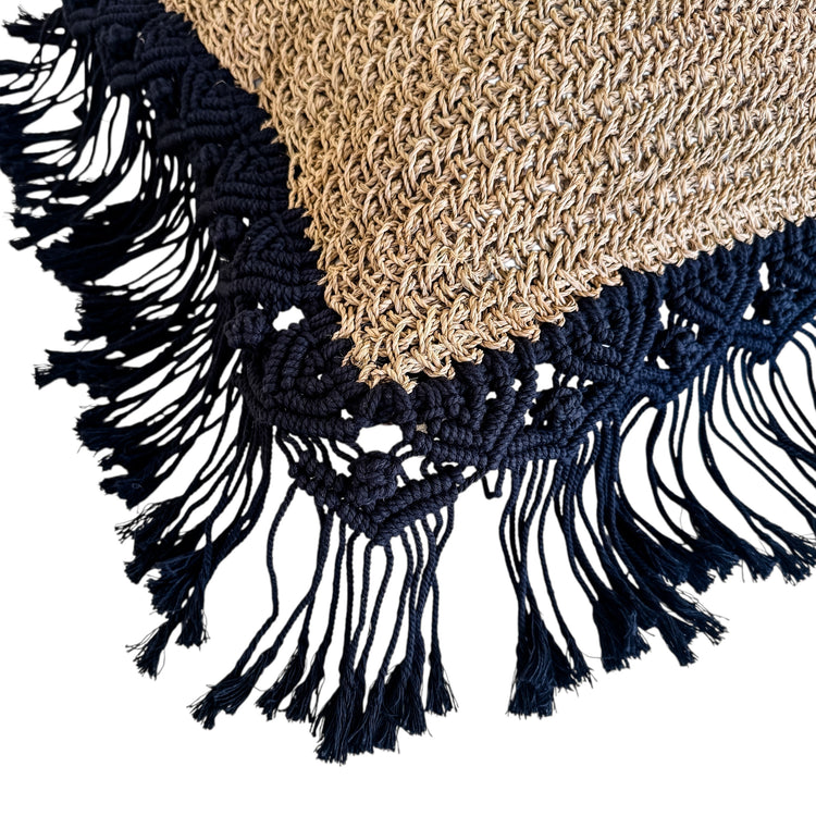 Summer Breeze Cushion Cover | 50x50cm | Seagrass with Black Fringe