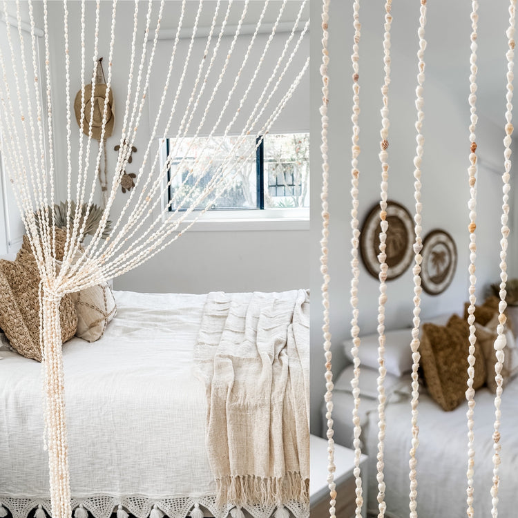 Handmade Seashell Door Curtain | Coastal Boho Room Divider | 100x200cm