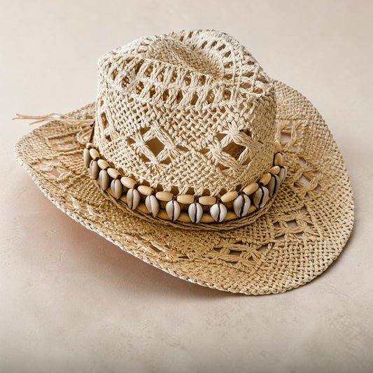 Isla Shell Raffia Cowboy Hat