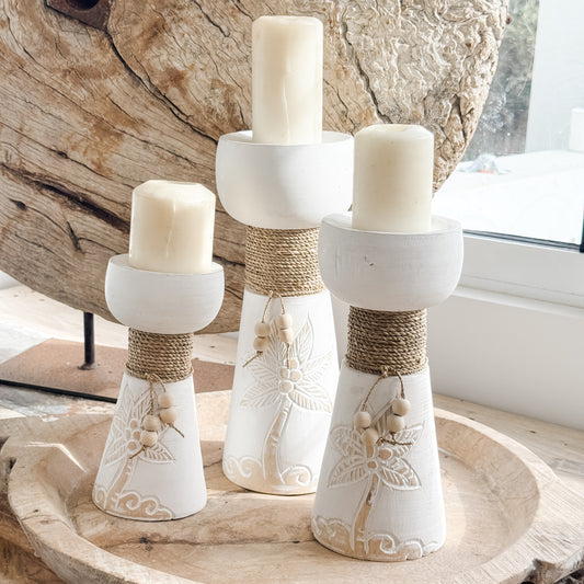 Sundara Carved Candle Holders – Set of 3