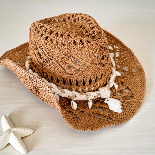 Seashell Breeze Straw Hat | Brown Preorder