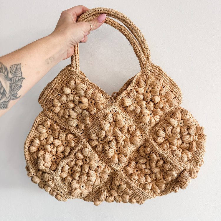 Amalfi Raffia Floral Bag