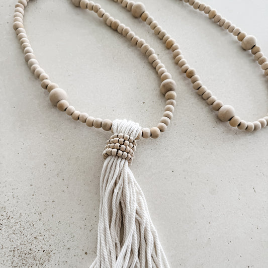 Natural Beaded Tassel Garland | 100cm