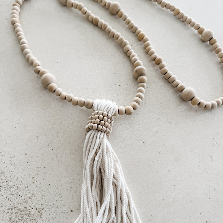 Natural Beaded Tassel Garland | 100cm