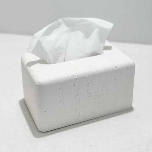 Travertine-Style Tissue Box | Chalk Preorder