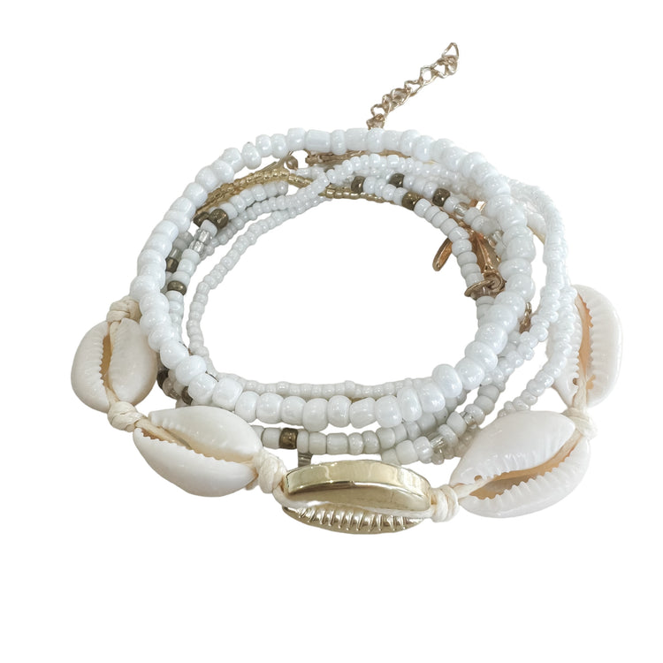 Bohemian Cowrie Rice Bead Bracelet Set | Willow & the Waves Collection