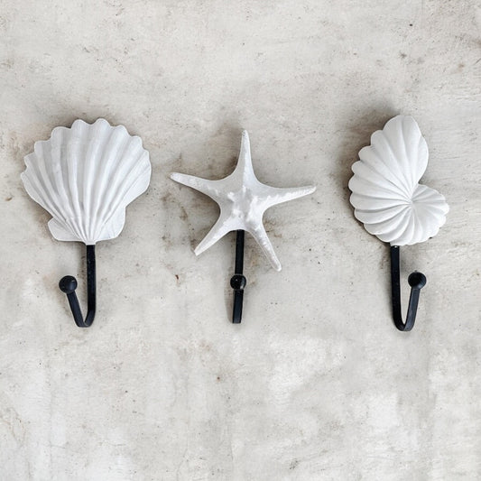 Coastal Shell Trio – Resin Wall Hook Set (3)