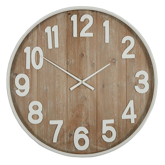 Lane Metal/MDF Wall Clock 74cm – Natural & White