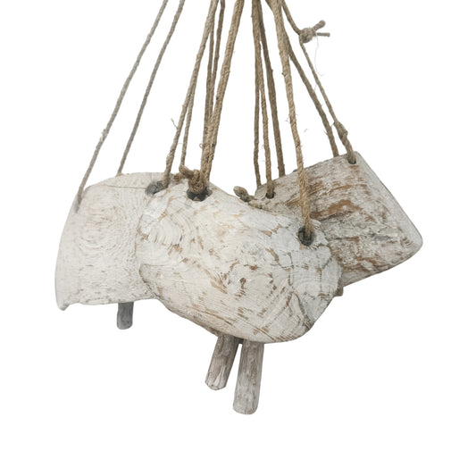 Vintage Wooden Cow Bell | Whitewash