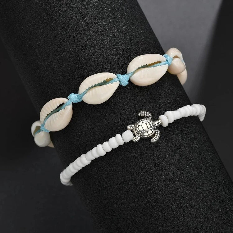 Turtle Cowrie Anklet/Bracelet Set | Willow & the Waves Collection