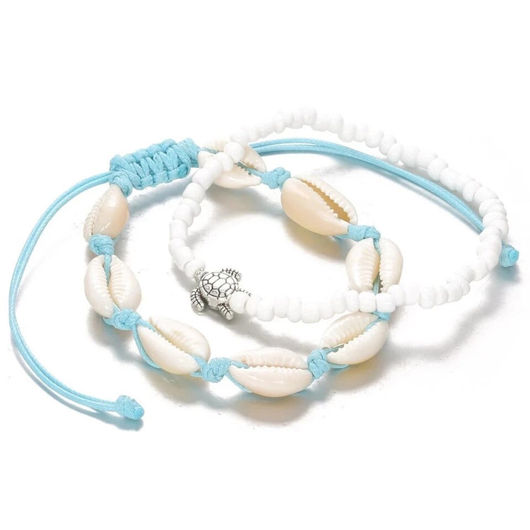 Turtle Cowrie Anklet/Bracelet Set | Willow & the Waves Collection