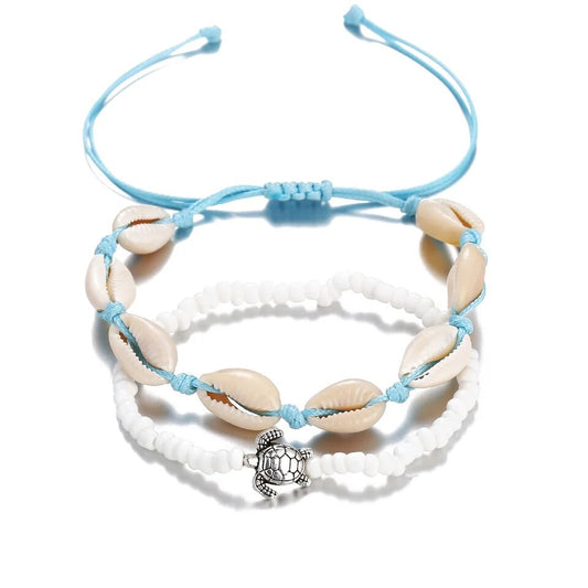 Turtle Cowrie Anklet/Bracelet Set | Willow & the Waves Collection