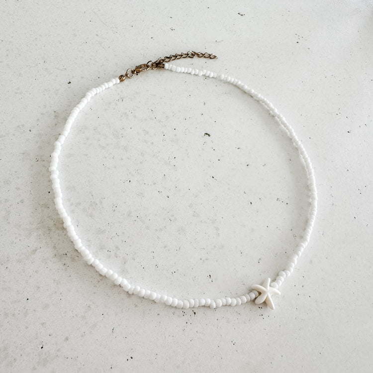 Starfish Beaded Necklace – White