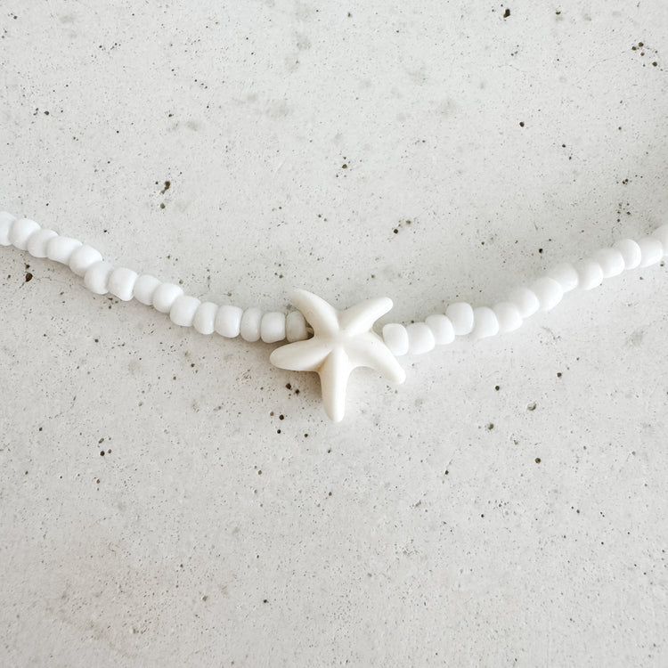Starfish Beaded Necklace – White