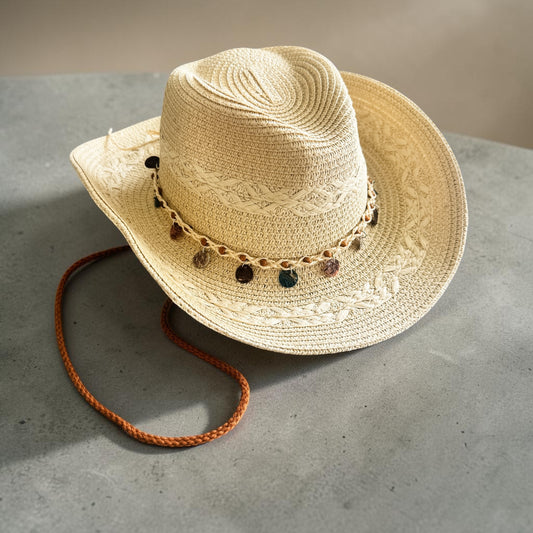 Sundara Cowgirl Hat | Natural with Boho Charms