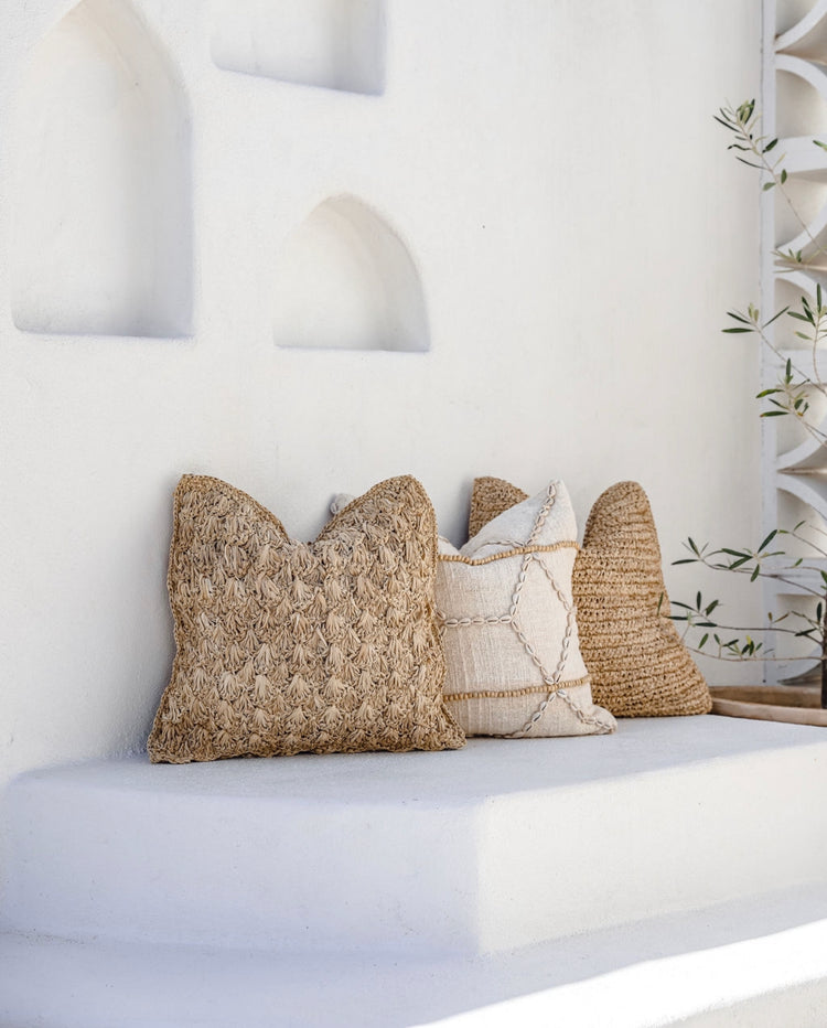 Bora Bora Raffia Cushions | Square | 3 Assorted Styles PREORDER