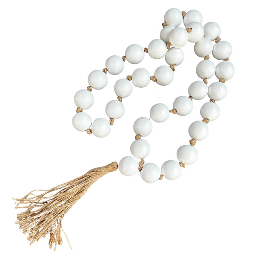 Beaded Tassel Garland | White Bead | 84cm