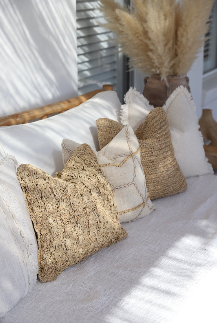 Bora Bora Raffia Cushions | Square | 3 Assorted Styles PREORDER