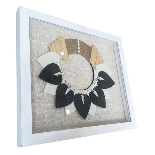 Framed Wall Art | Brown & Natural Tribal Necklace | 55x65cm
