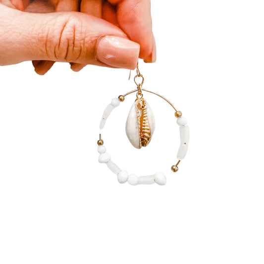 Cowrie Shell Hoop Earrings | Willow & the Waves Collection