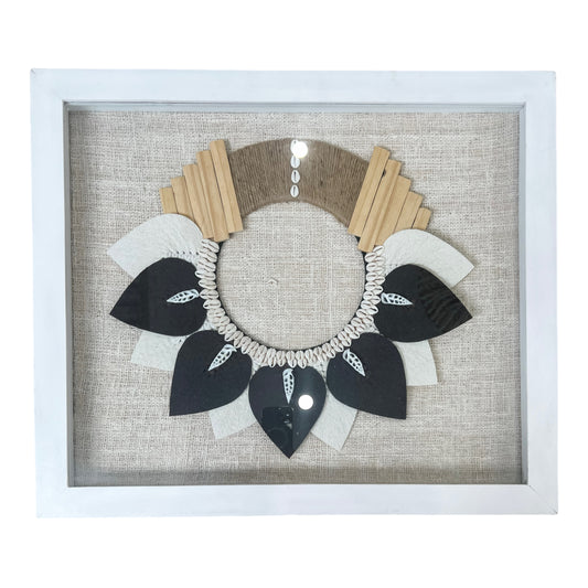 Framed Wall Art | Brown & Natural Tribal Necklace | 55x65cm