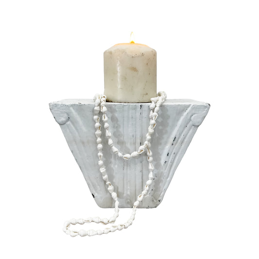 Whitewash Block Candleholder